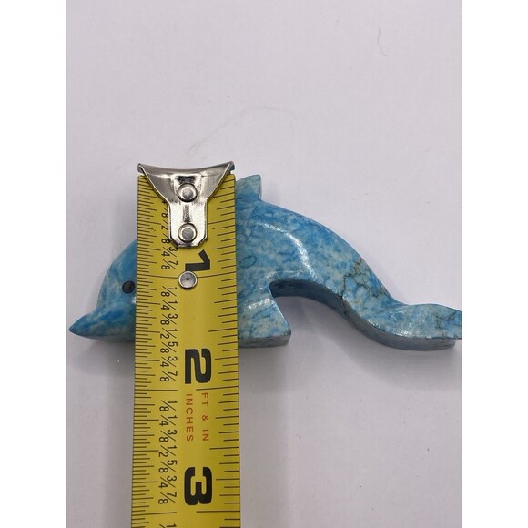 2 VTG  Blue Marble Hand Carved Dolphin Figurines Small Paperweights Desk Pieces - Picture 11 of 14